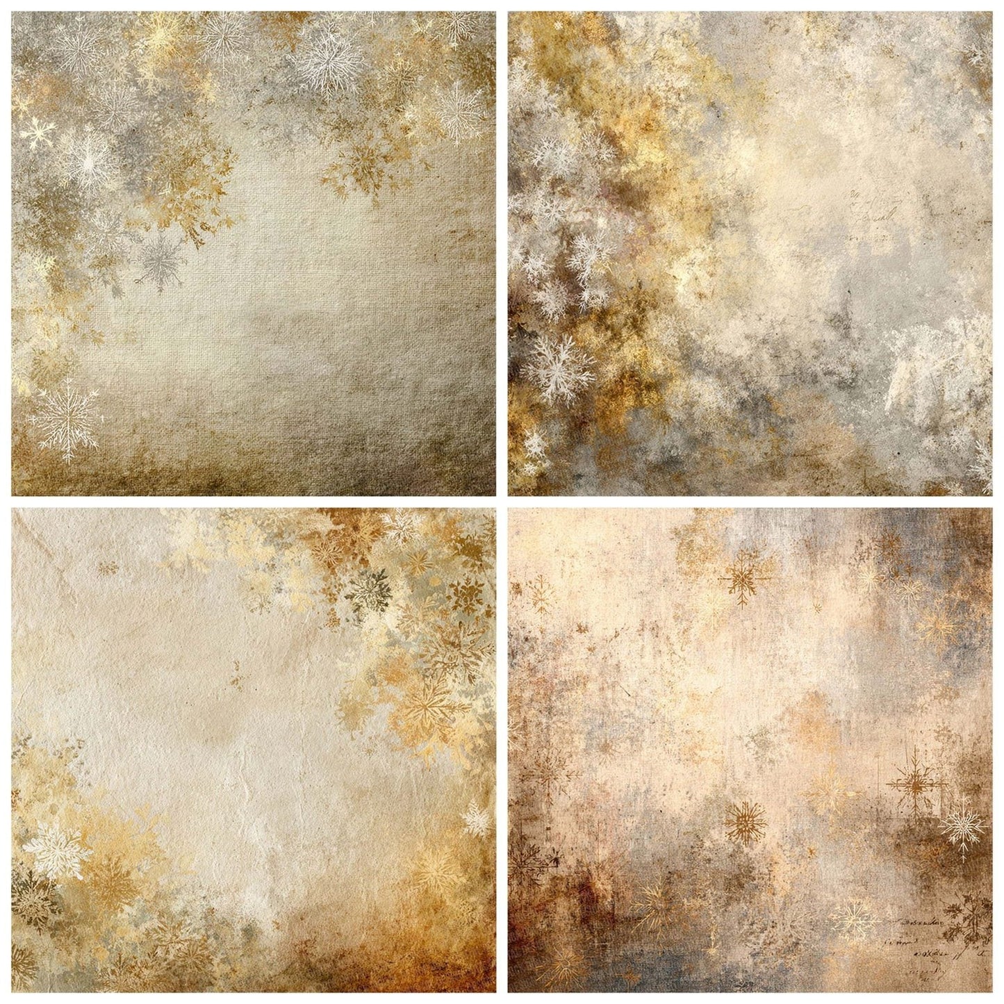 Cream Gold Christmas Background Digital Paper Pack (DDD007635)