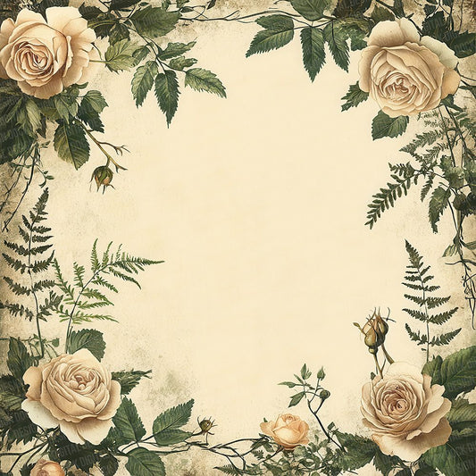 Cream Rose Lined Digital Paper Pack (DDD001326)