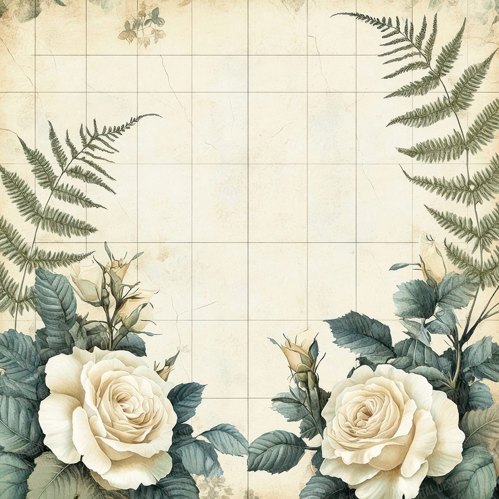 Cream Rose Lined Digital Paper Pack (DDD001326)