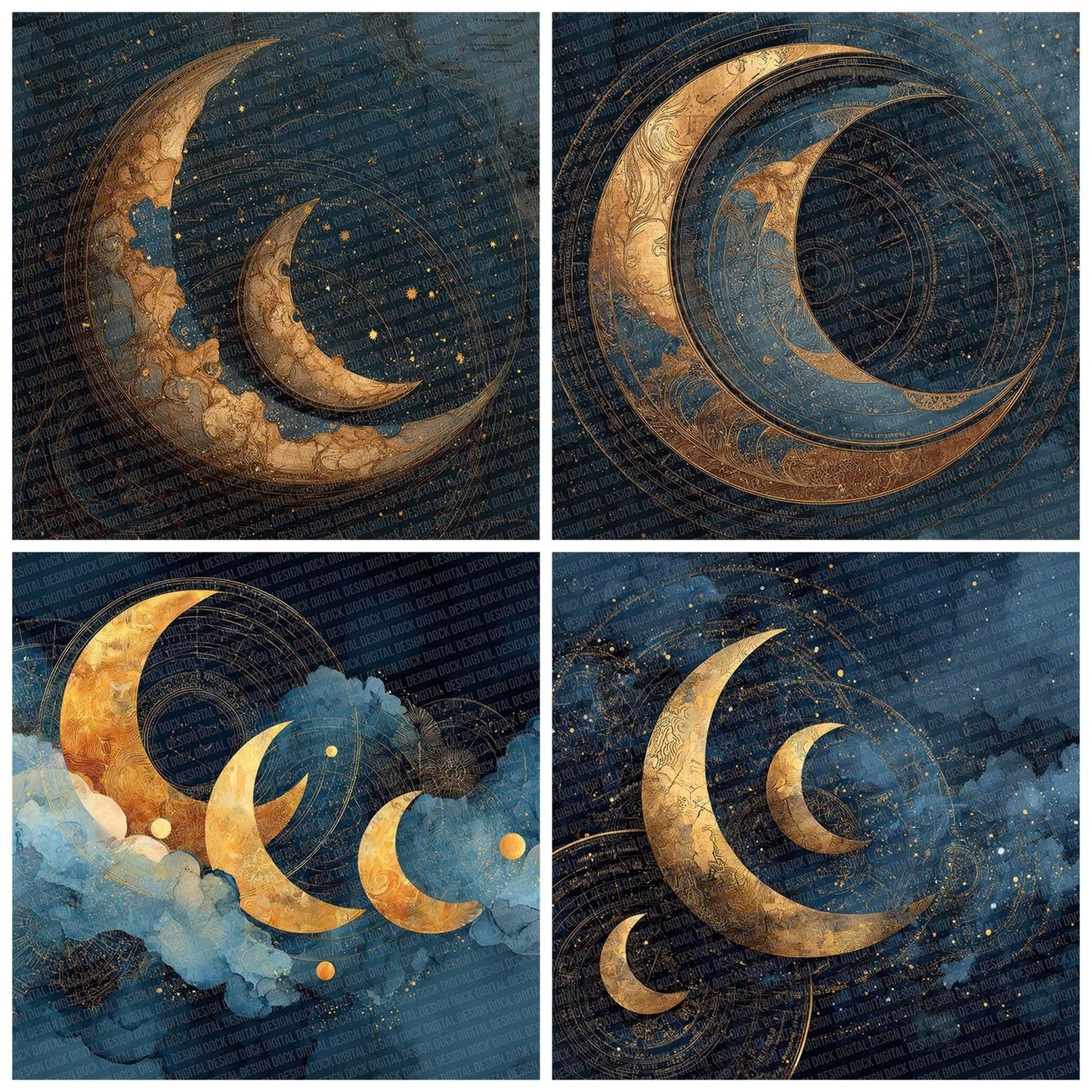 Crescent Moon Celestial Digital Paper Pack (DDD007636)