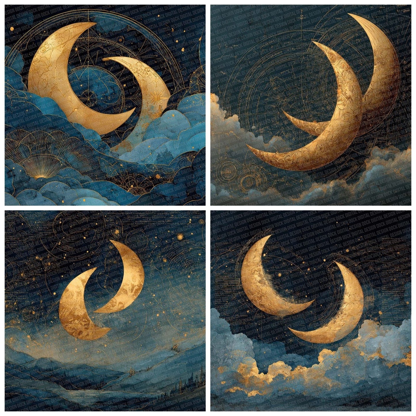 Crescent Moon Celestial Digital Paper Pack (DDD007636)