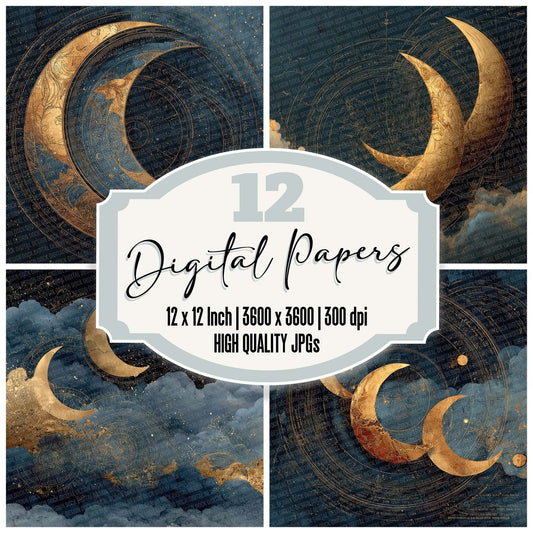 Crescent Moon Celestial Digital Paper Pack (DDD007636)