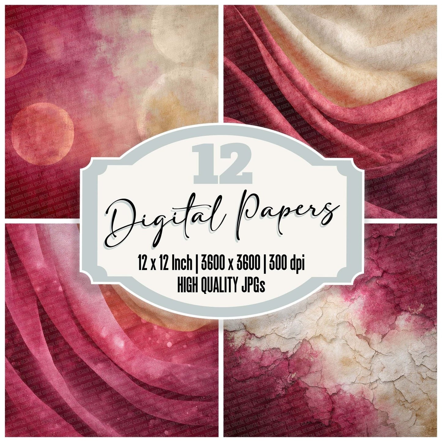 Crimson Cream Christian Sacred Layers Digital Paper Pack (DDD001332)