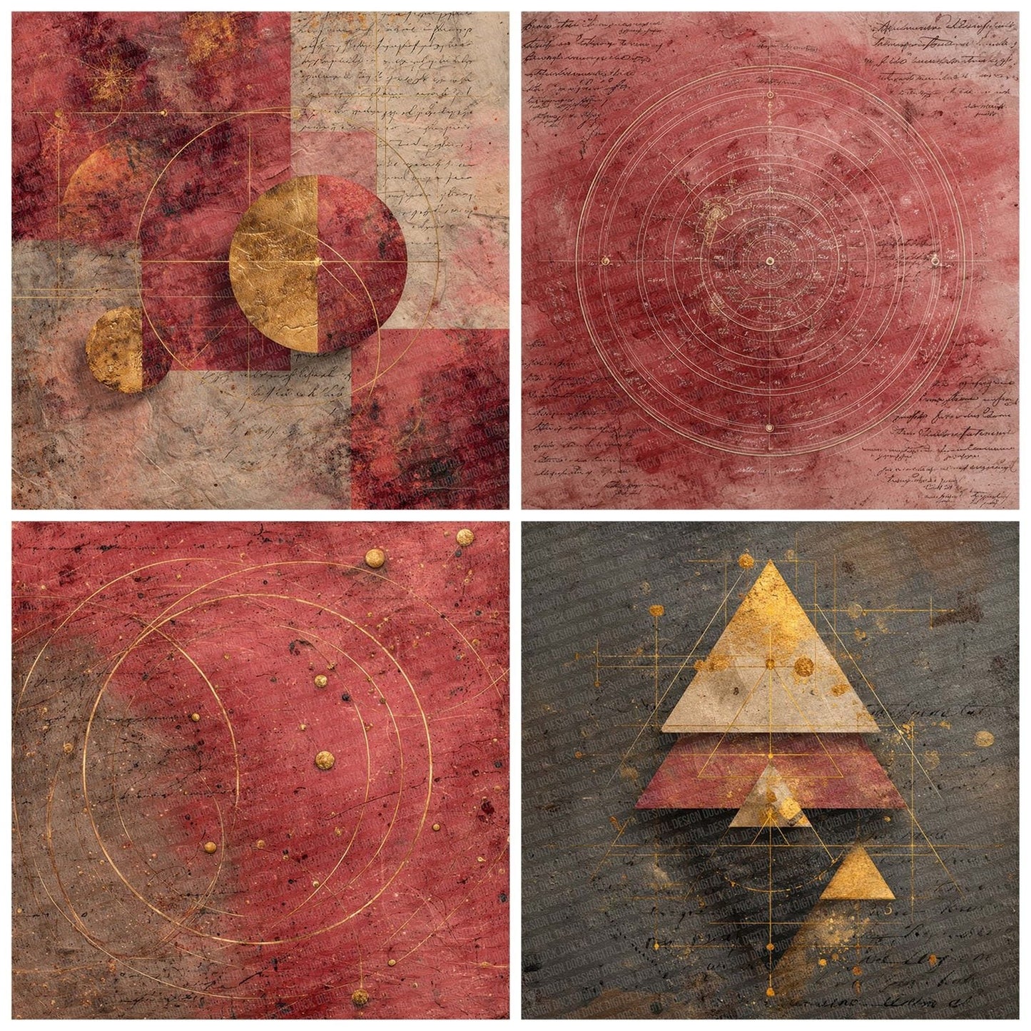 Crimson Gold Sacred Layers Digital Paper Pack (DDD001333)