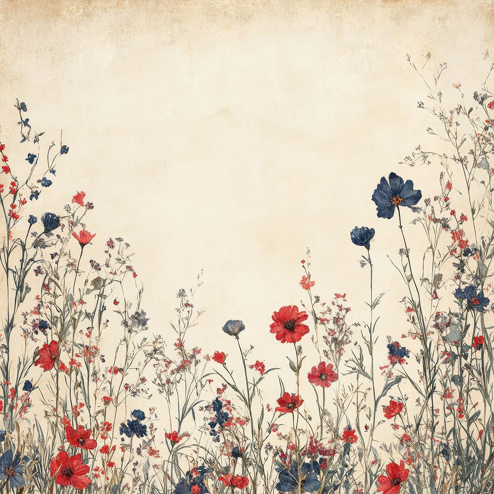 Crimson Navy Bloom Edge Digital Paper Pack (DDD001335)