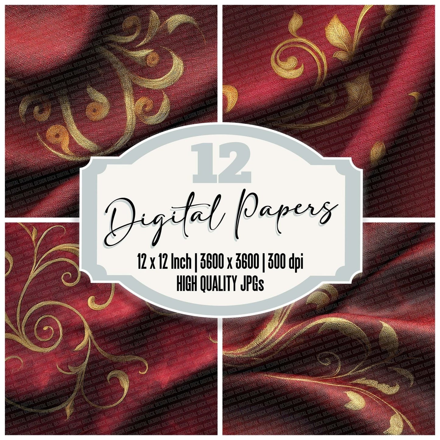 Crimson Velvet Swirl Digital Paper Pack (DDD001343)