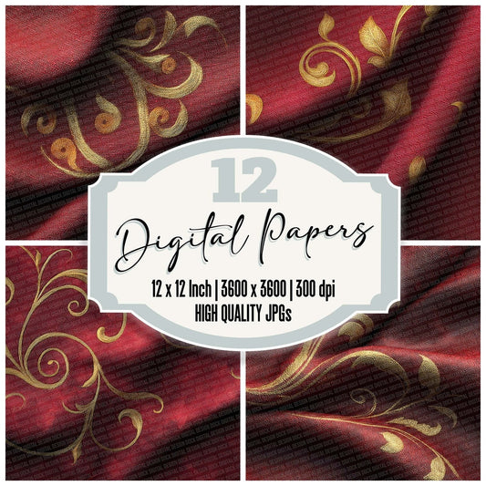 Crimson Velvet Swirl Digital Paper Pack (DDD001343)