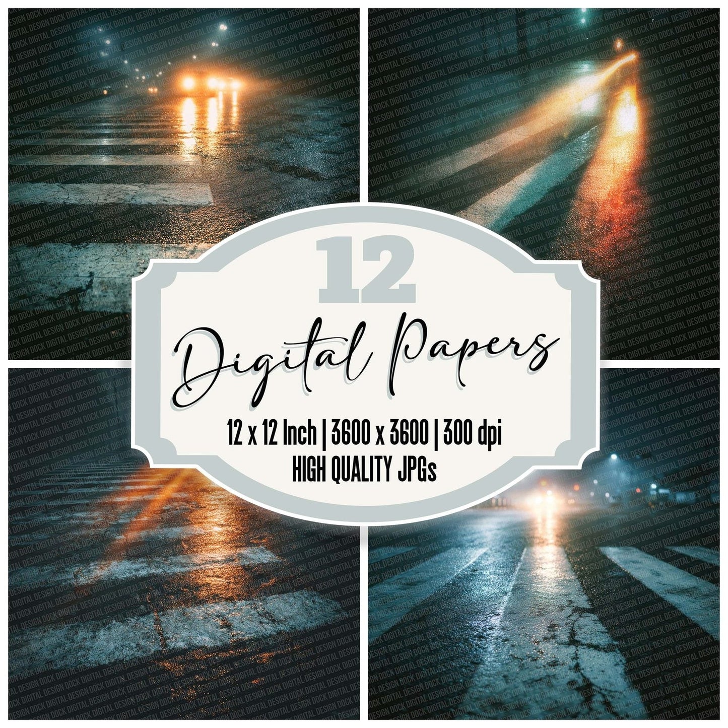 Crosswalk Light Streak Digital Paper Pack (DDD001347)