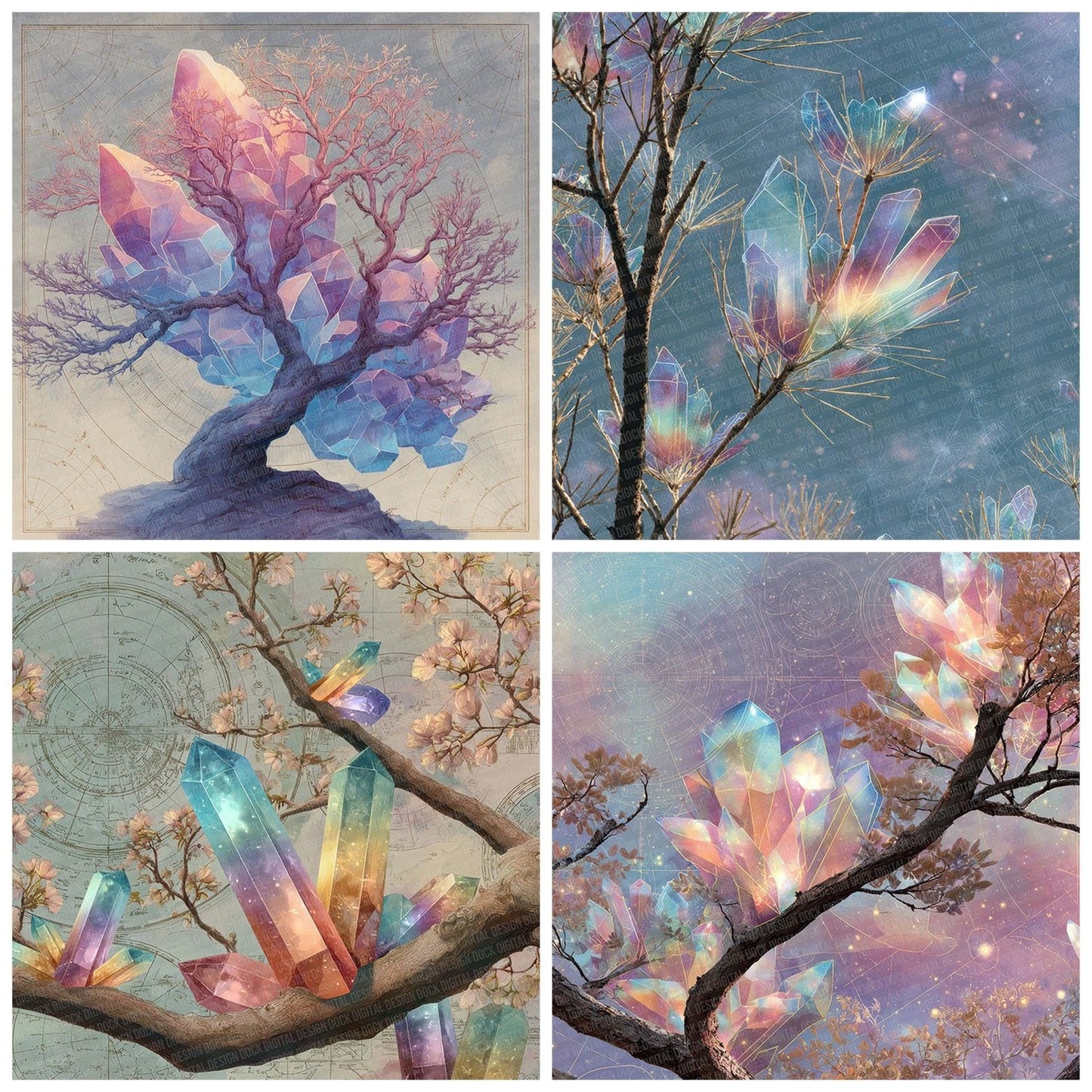 Crystal Aurora Branches Digital Paper Pack (DDD001356)