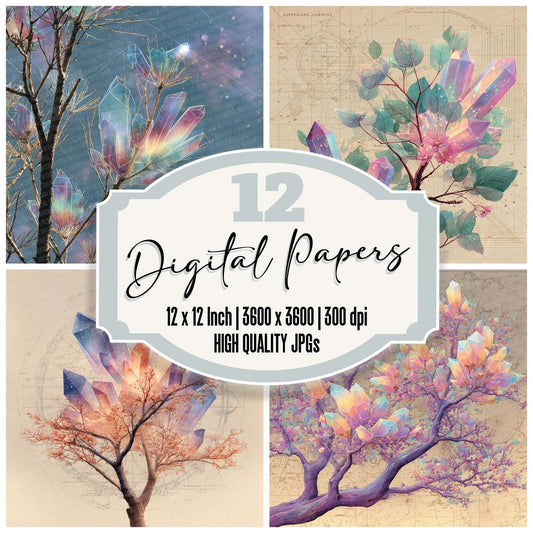 Crystal Aurora Branches Digital Paper Pack (DDD001356)