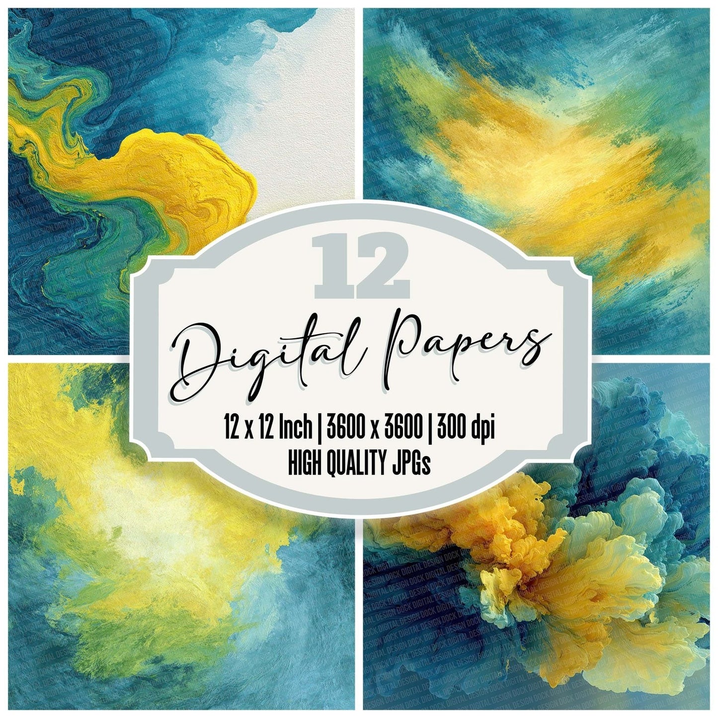 Cyan Lemon Drag Digital Paper Pack (DDD001371)
