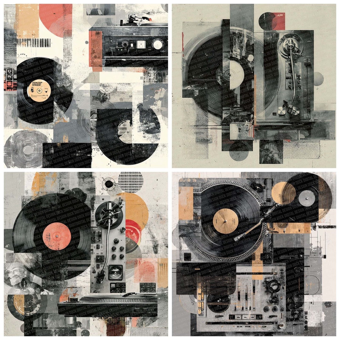 DJ Turntable Moodboard Digital Paper Pack (DDD001379)