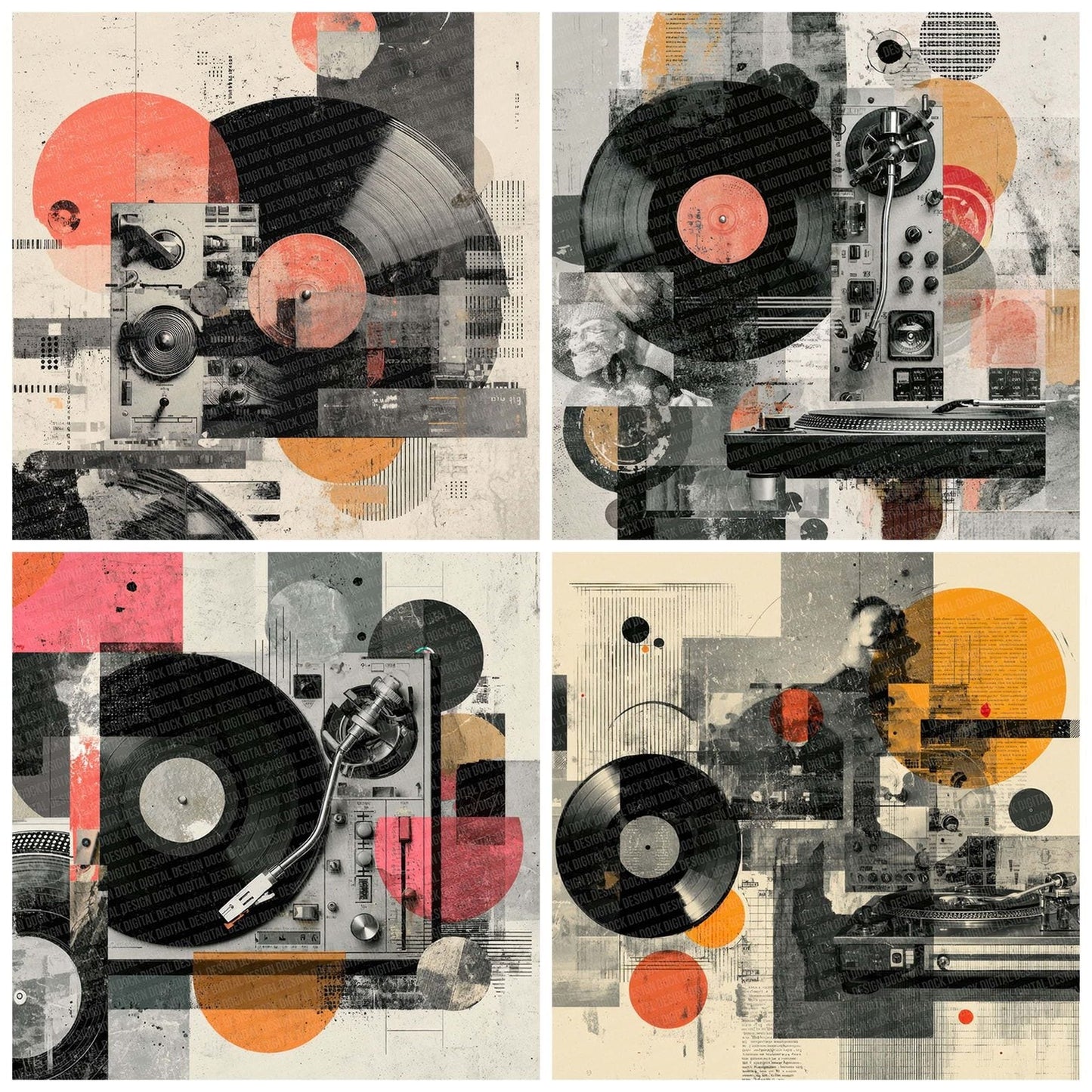 DJ Turntable Moodboard Digital Paper Pack (DDD001379)
