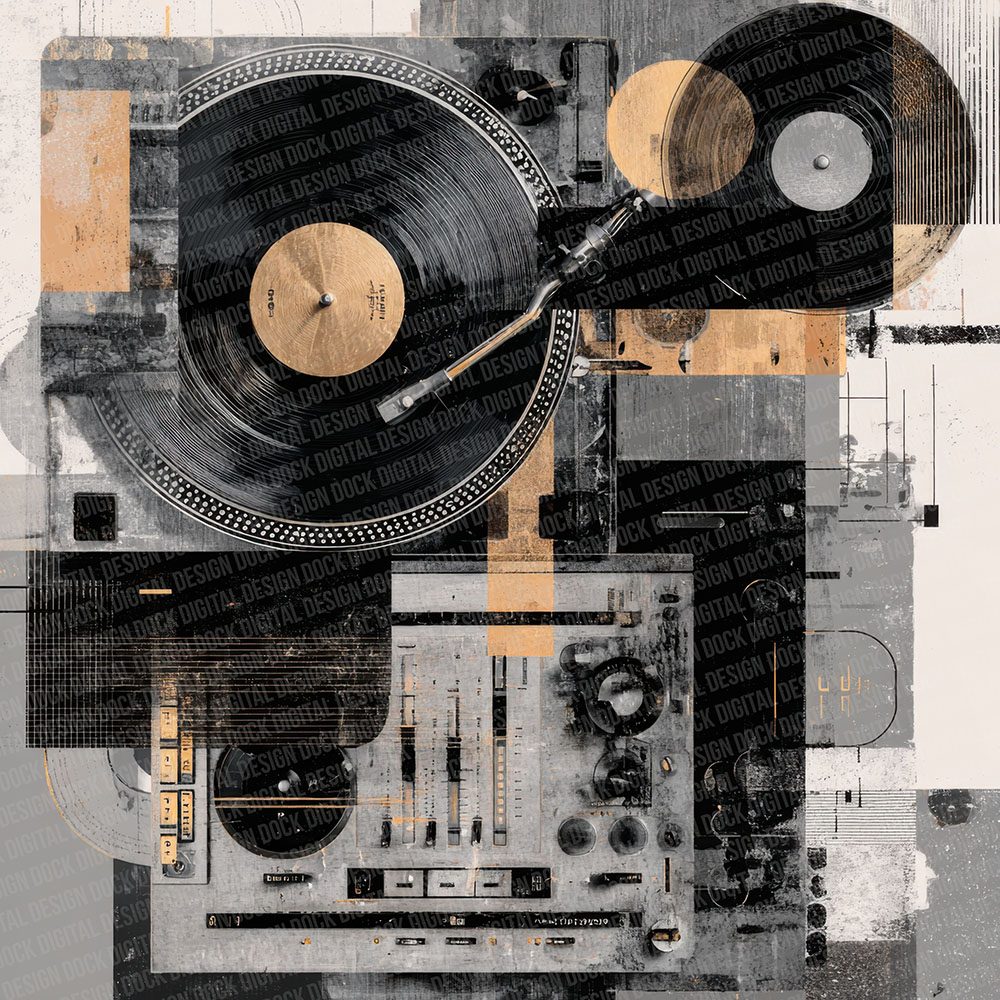 DJ Turntable Moodboard Digital Paper Pack (DDD001379)