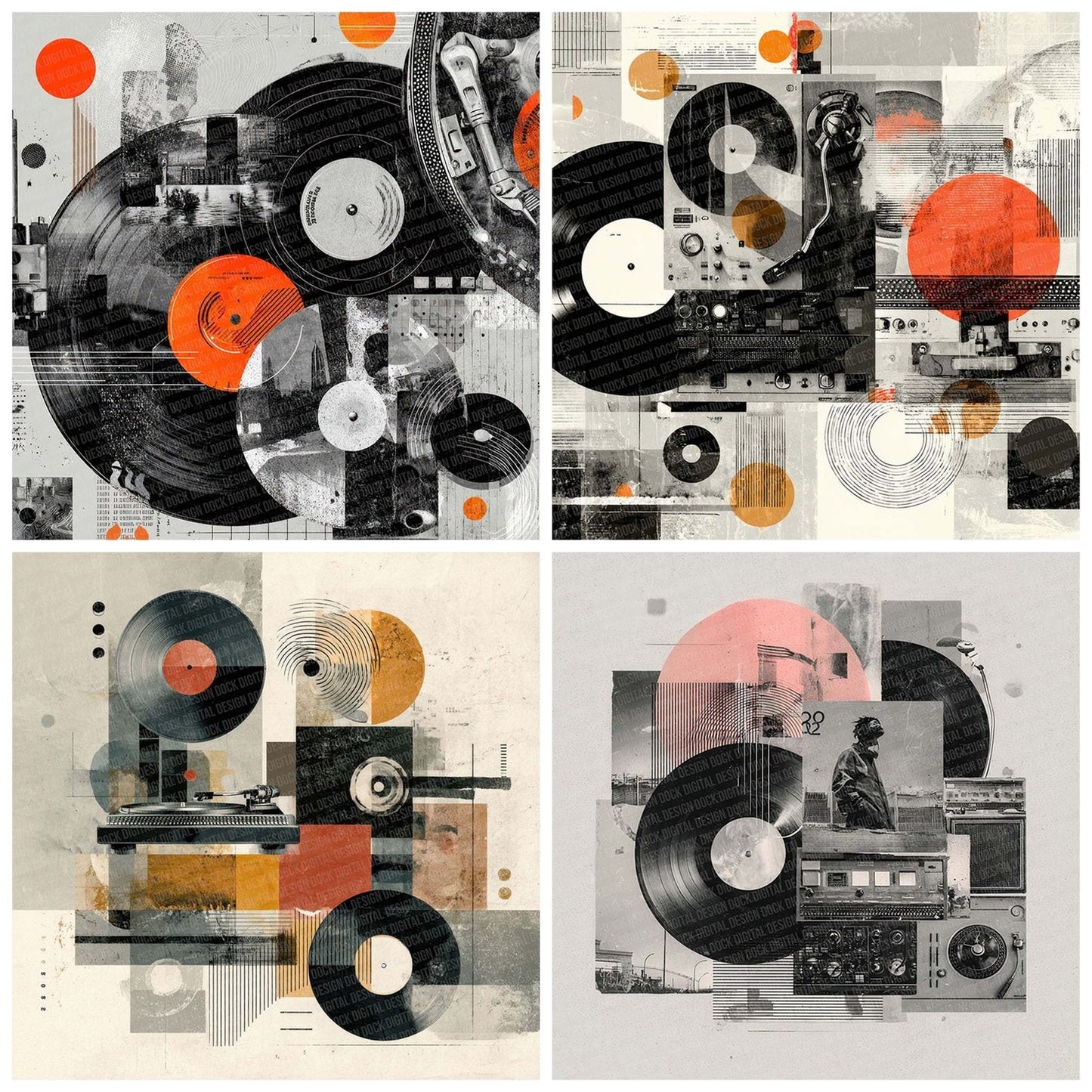 DJ Vinyl Moodboard Digital Paper Pack (DDD001380)