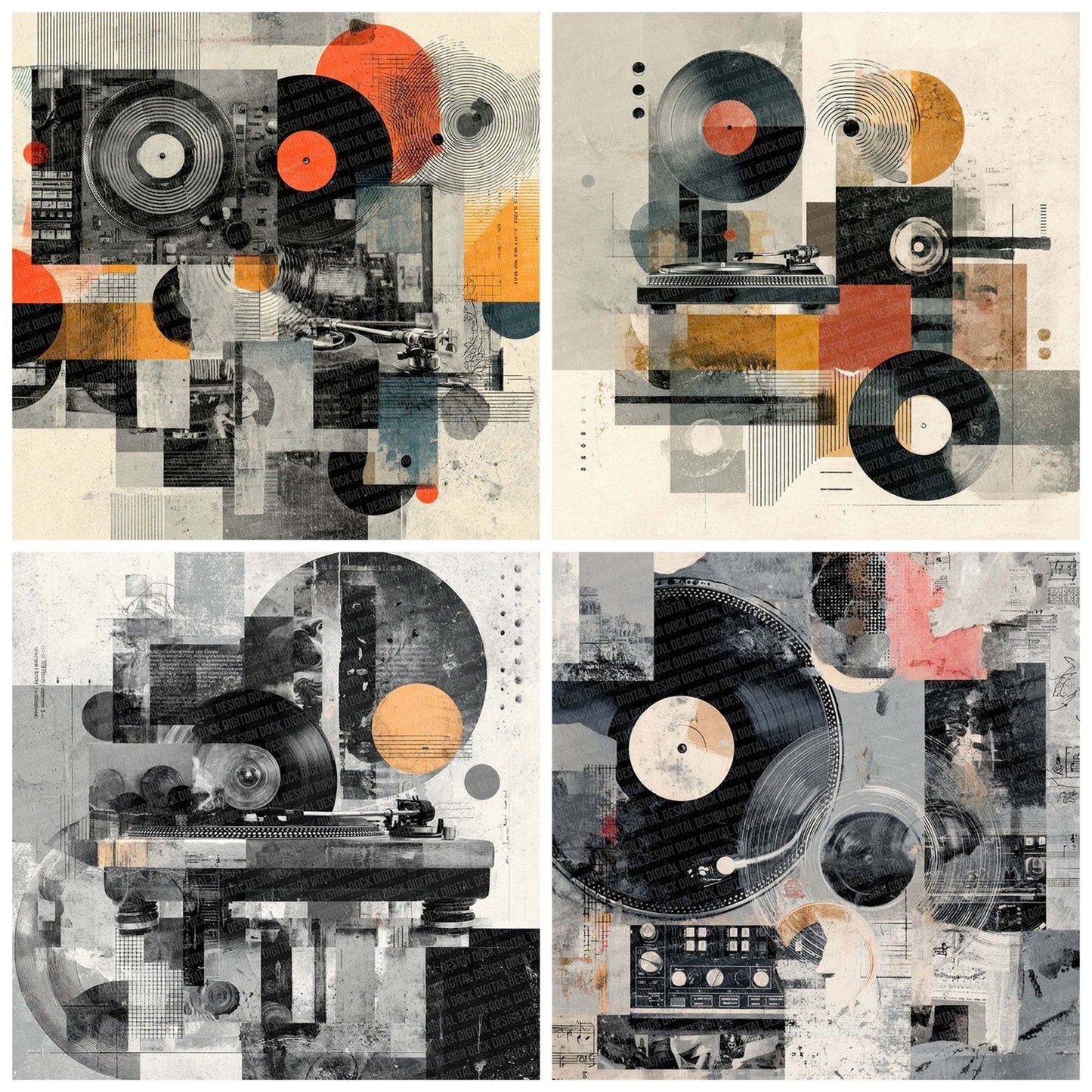 DJ Vinyl Moodboard Digital Paper Pack (DDD001380)