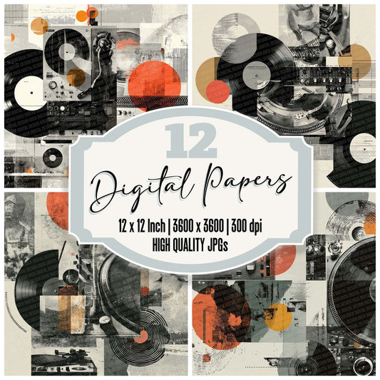 DJ Vinyl Moodboard Digital Paper Pack (DDD001380)