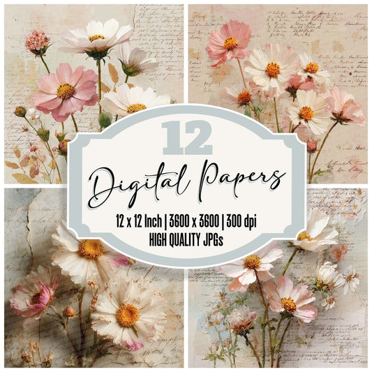 Daisy Botanical Note Digital Paper Pack (DDD007641)