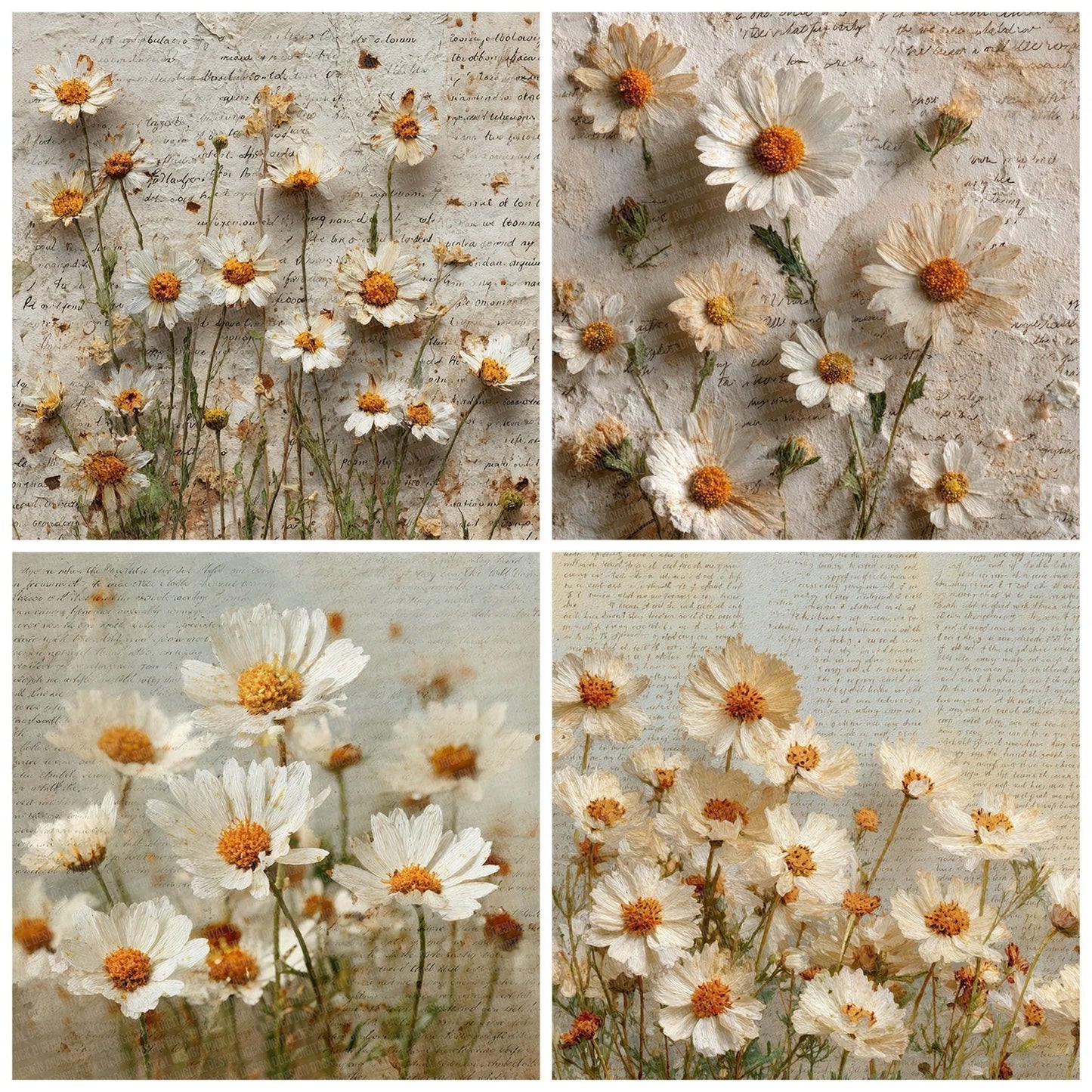 Daisy Canvas Poetry Digital Paper Pack (DDD007642)