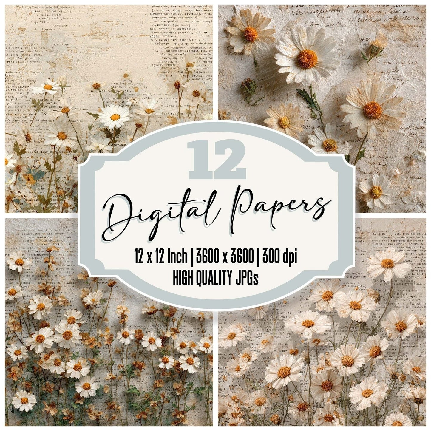 Daisy Canvas Poetry Digital Paper Pack (DDD007642)