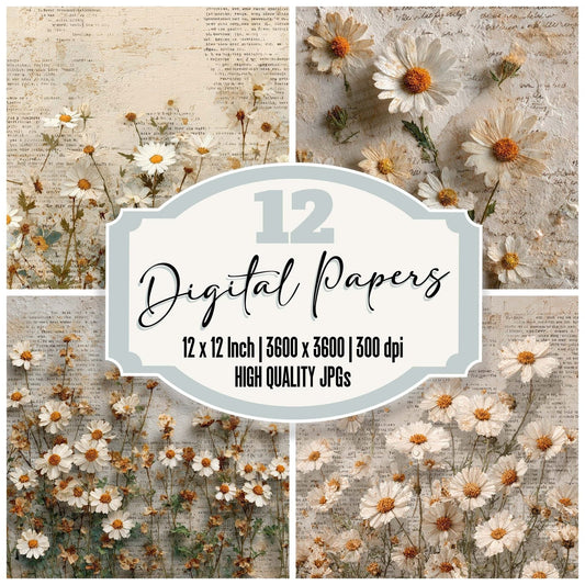 Daisy Canvas Poetry Digital Paper Pack (DDD007642)