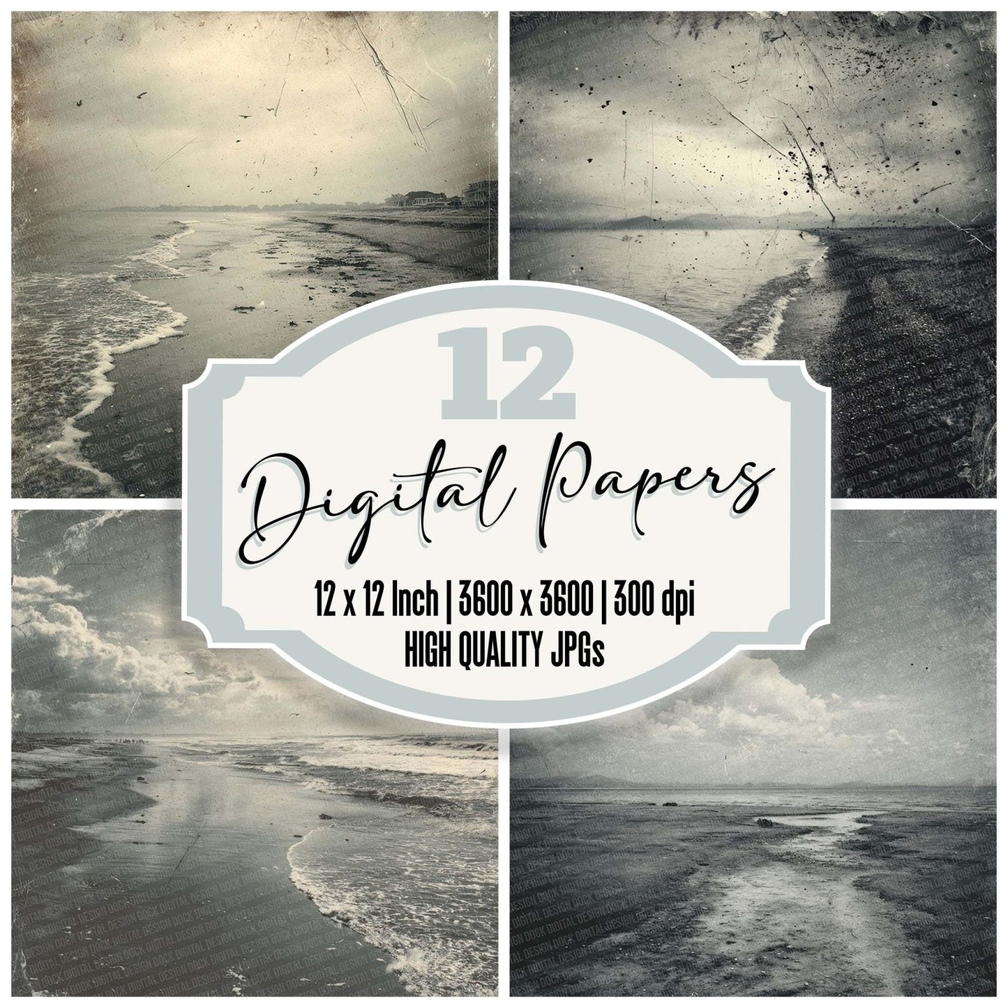 Damaged Coastal Shore Digital Paper Pack (DDD001388)