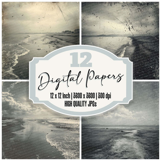 Damaged Coastal Shore Digital Paper Pack (DDD001388)