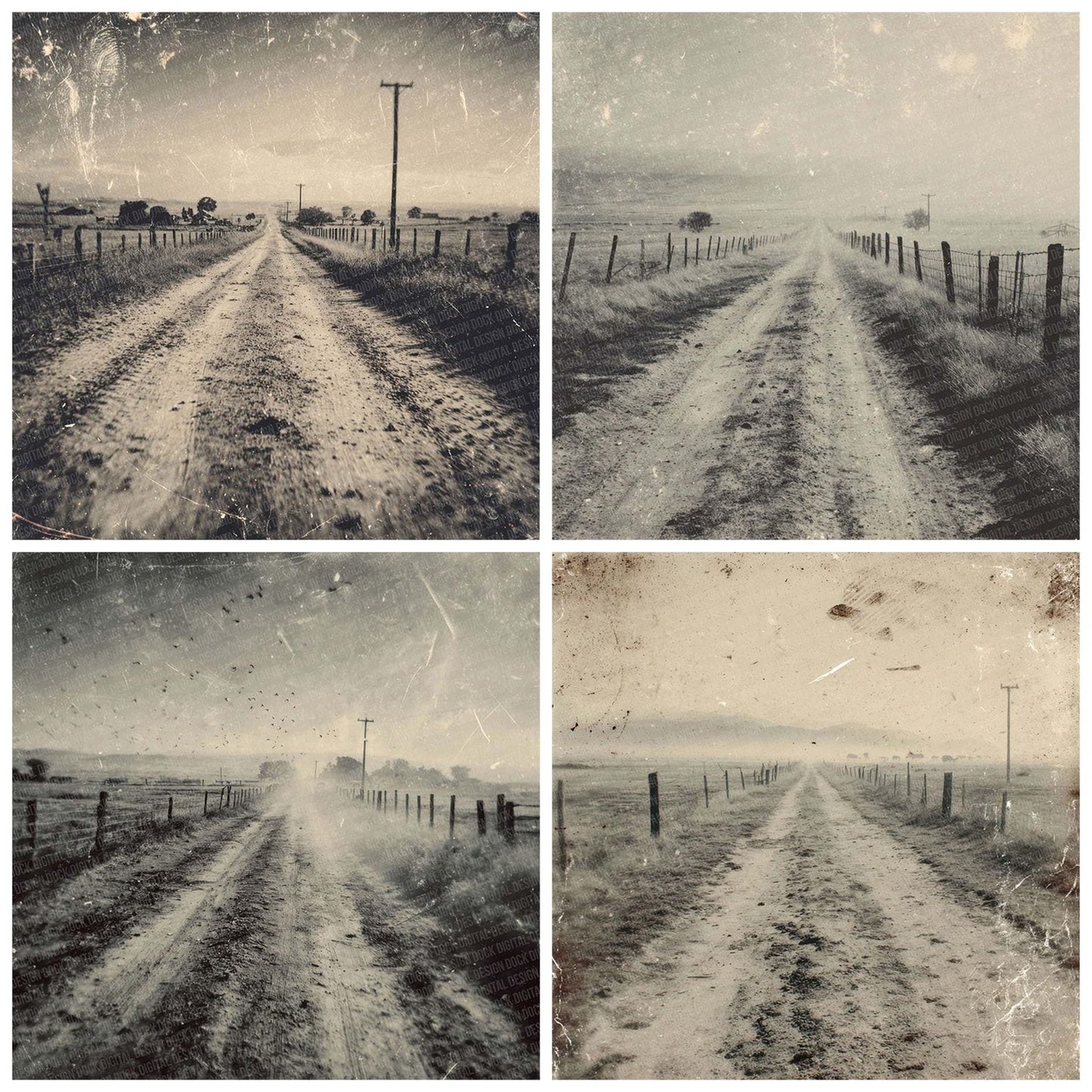 Damaged Rural Road Digital Paper Pack (DDD001391)