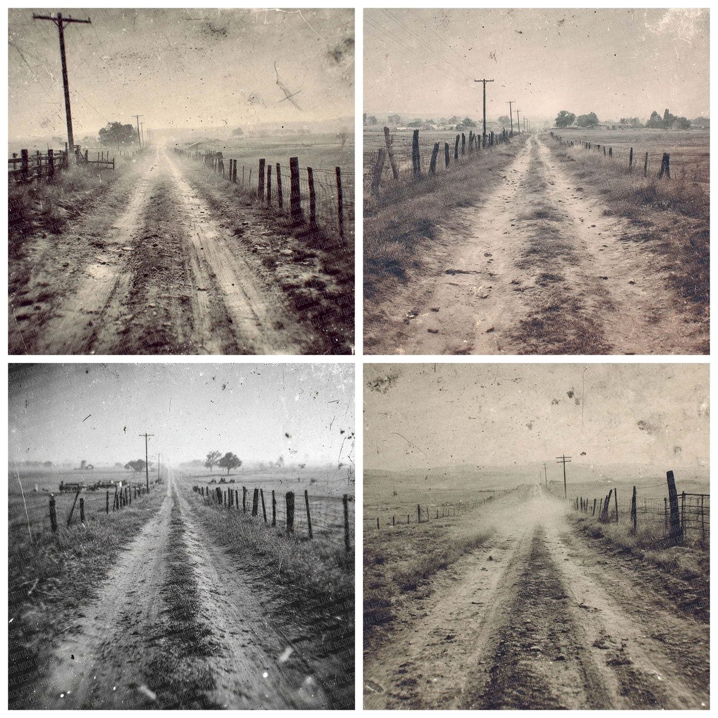 Damaged Rural Road Digital Paper Pack (DDD001391)