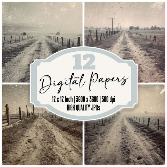 Damaged Rural Road Digital Paper Pack (DDD001391)