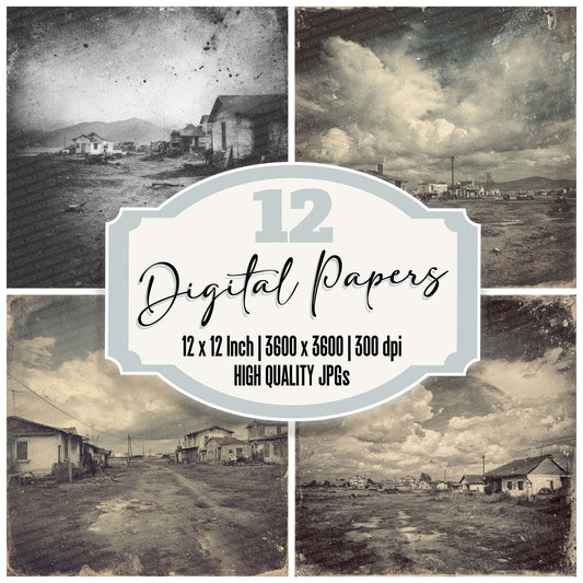 Damaged Town Outskirts Digital Paper Pack (DDD001392)