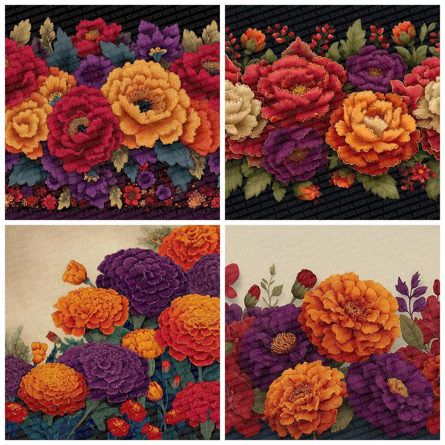 Day Of Dead Florals Digital Paper Pack (DDD001407)