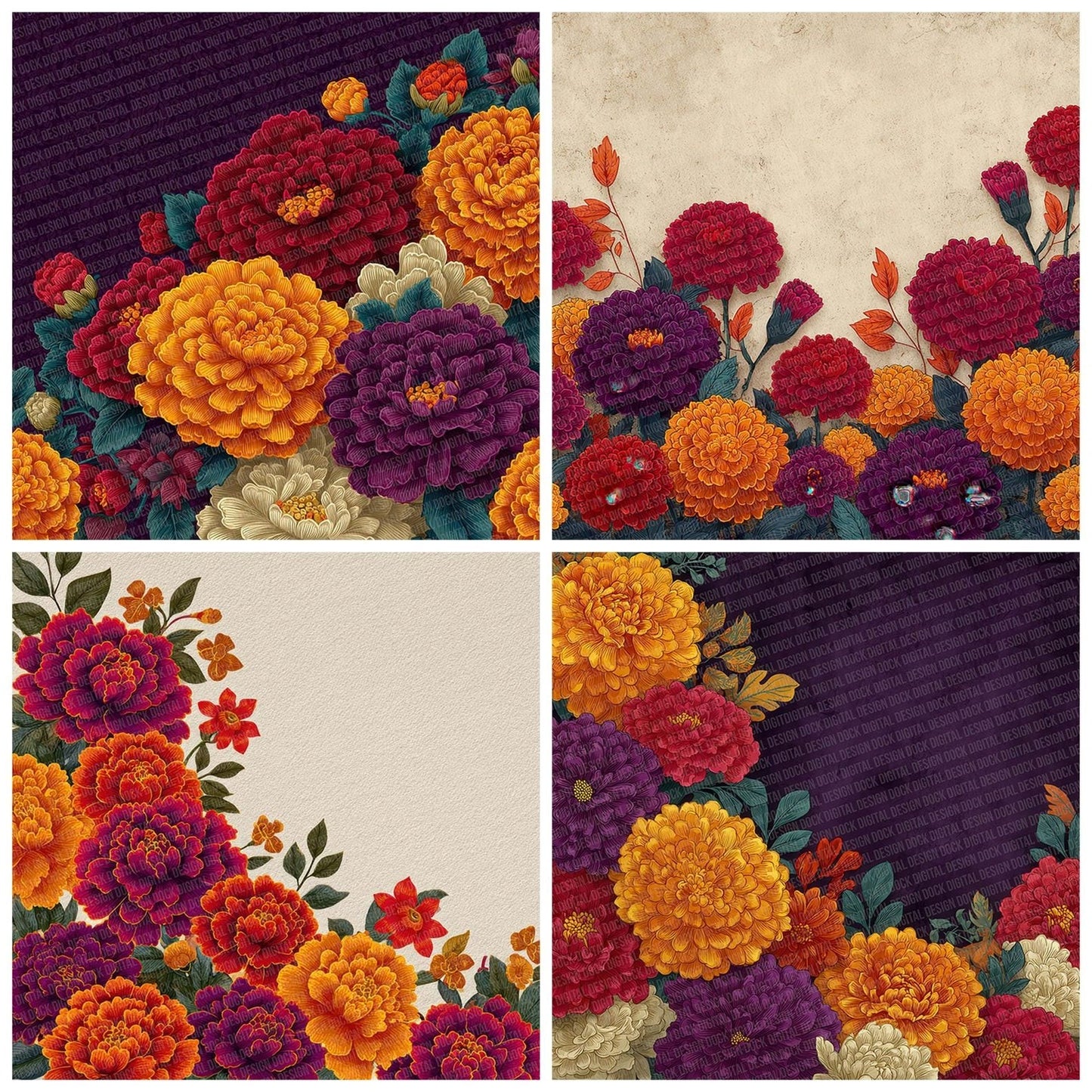 Day Of Dead Florals Digital Paper Pack (DDD001407)
