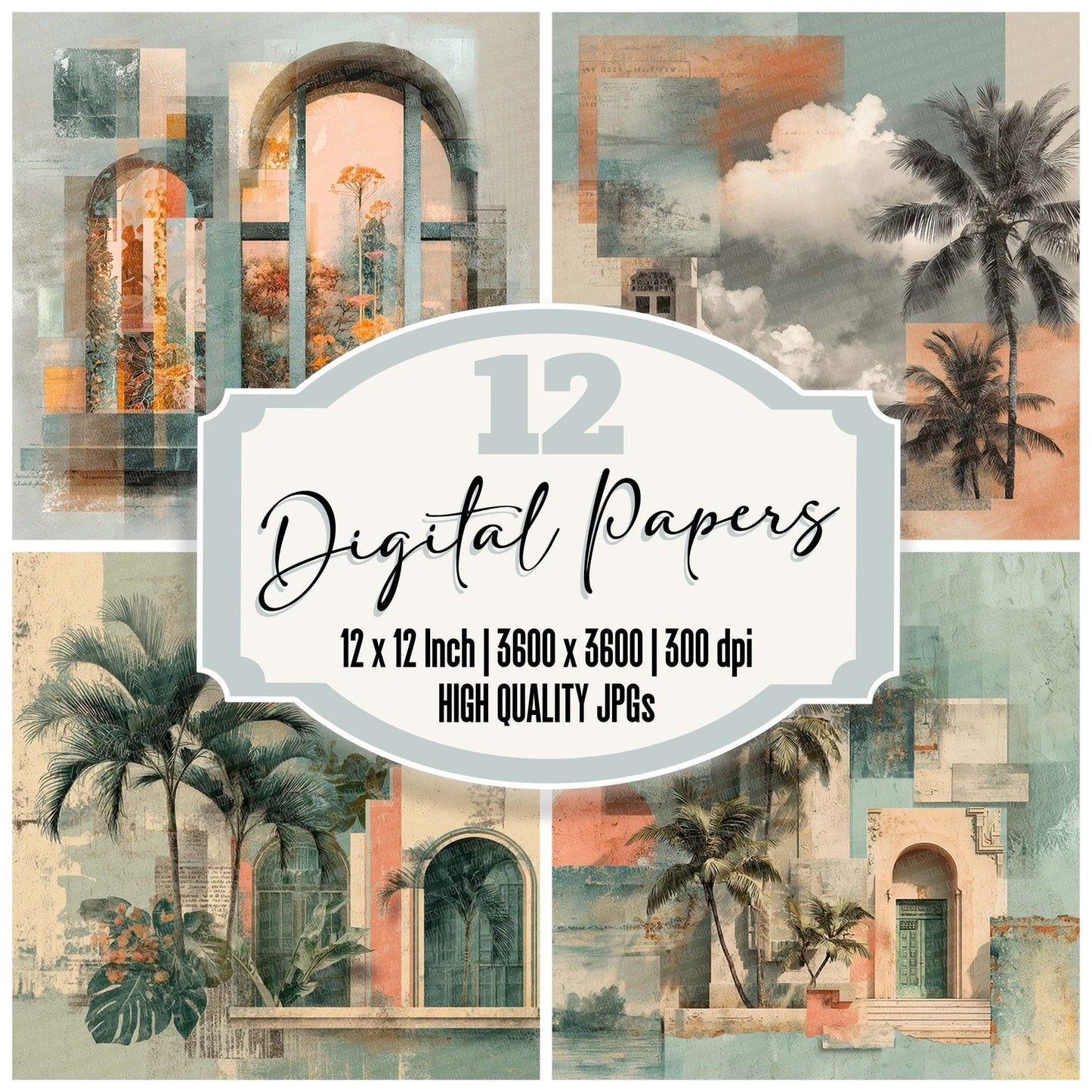 Deco Palm Strips Digital Paper Pack (DDD001416)