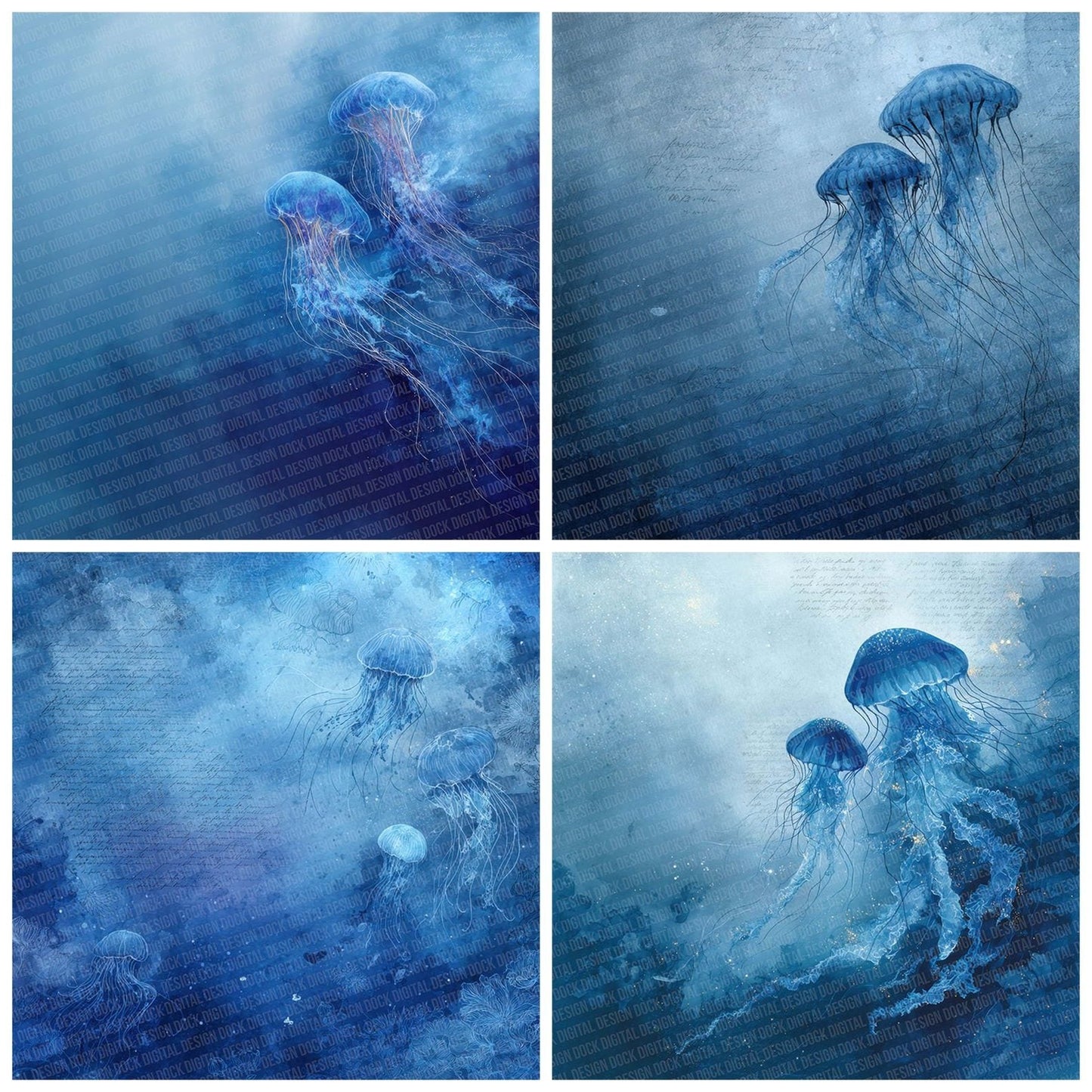 DeepSea Creature Notes Wash Digital Paper Pack (DDD001428)