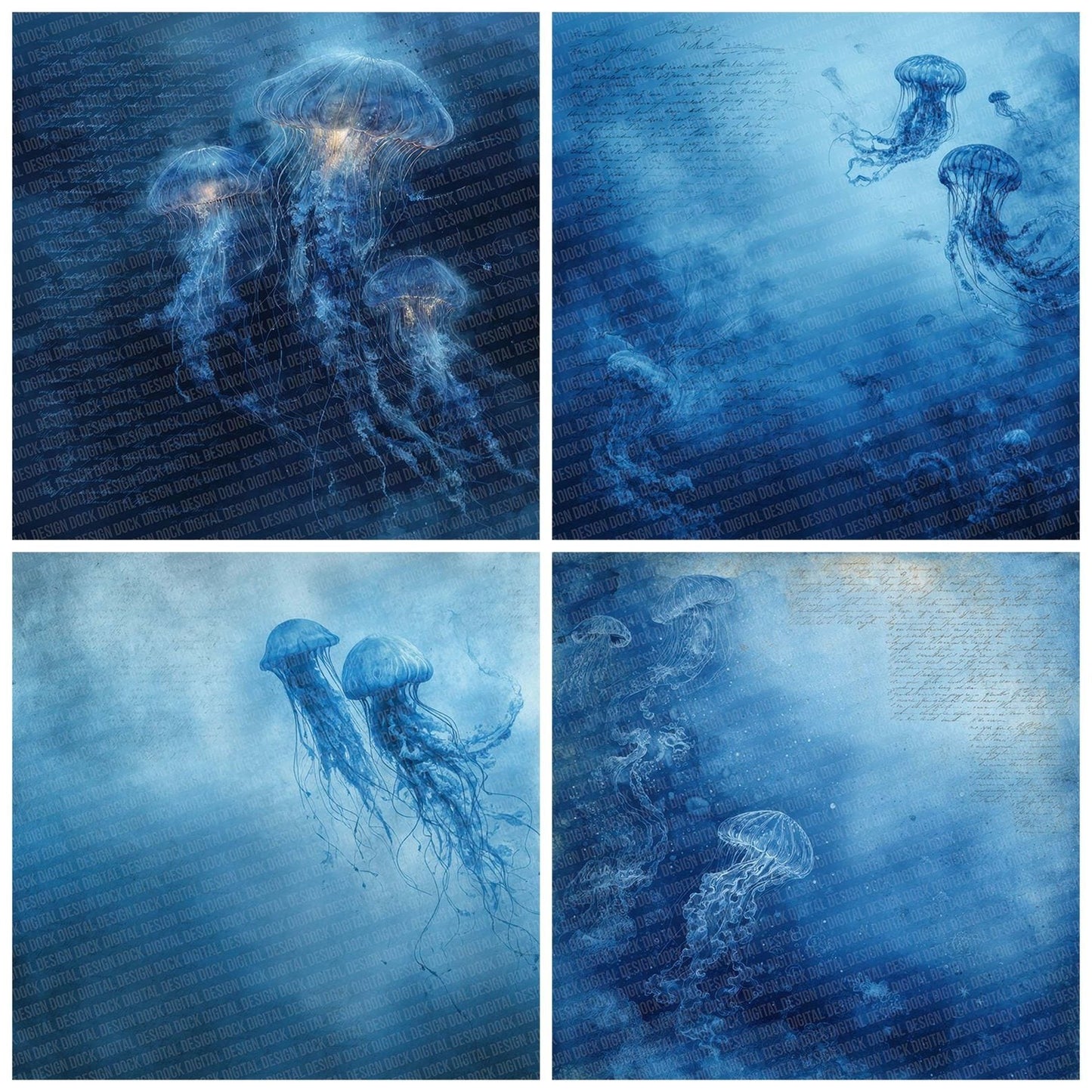 DeepSea Creature Notes Wash Digital Paper Pack (DDD001428)