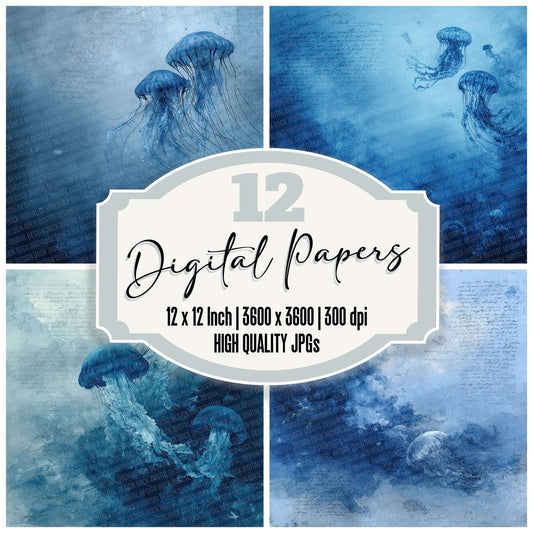 DeepSea Creature Notes Wash Digital Paper Pack (DDD001428)