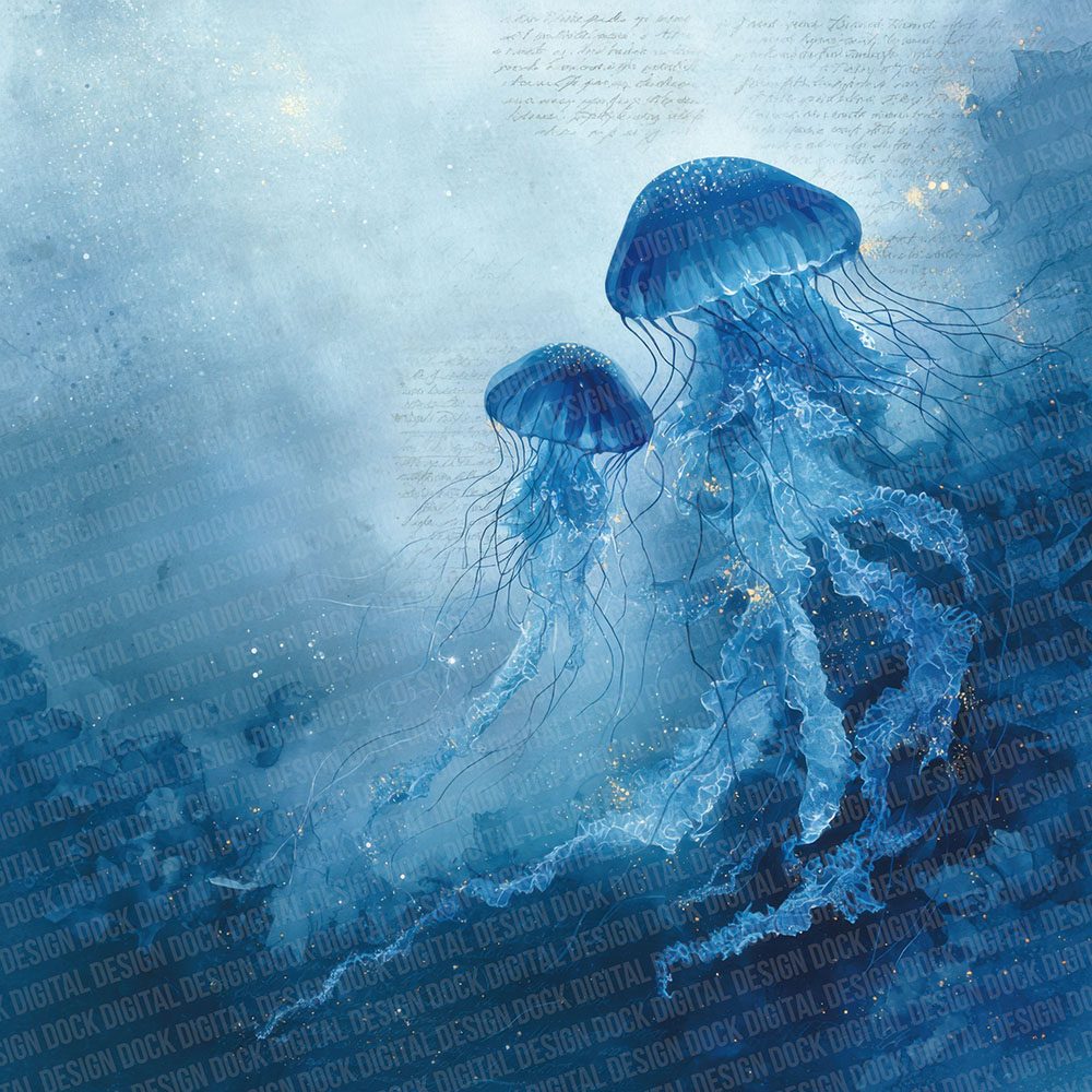 DeepSea Creature Notes Wash Digital Paper Pack (DDD001428)