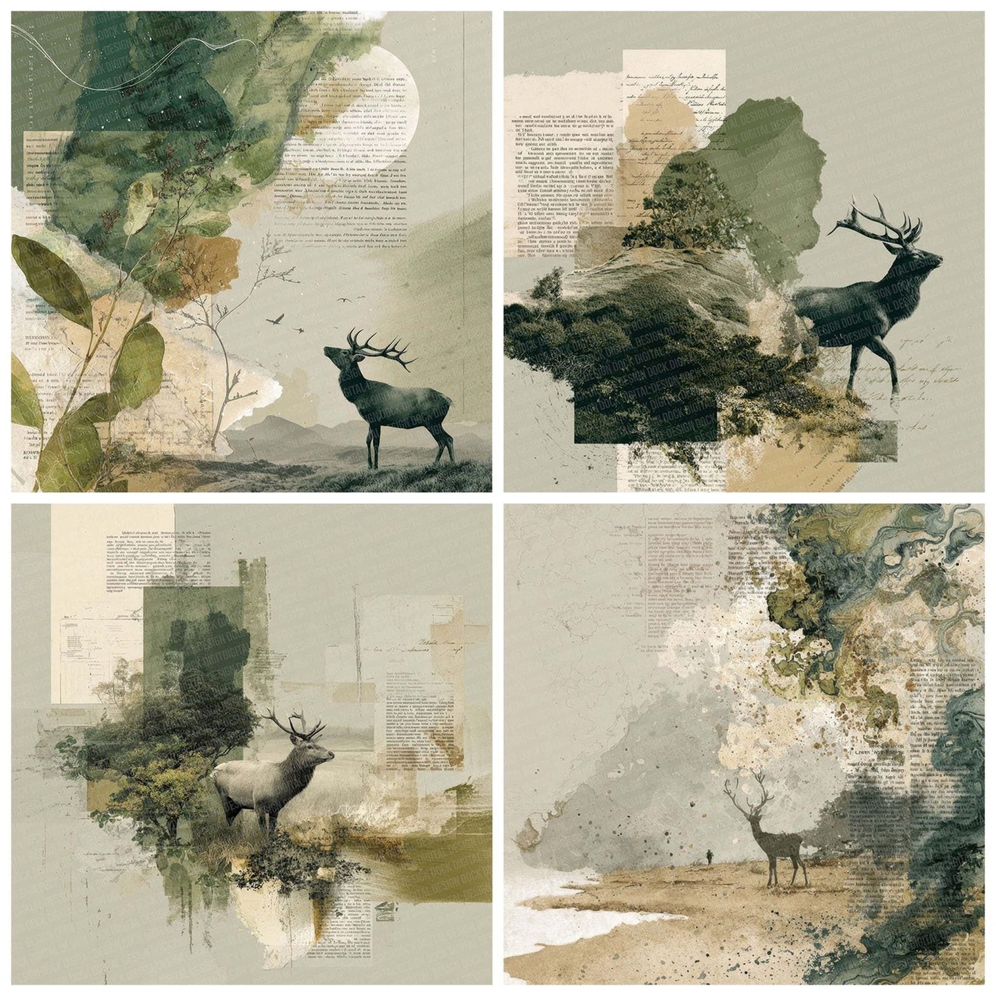 Deer Travel Journal Digital Paper Pack (DDD001430)