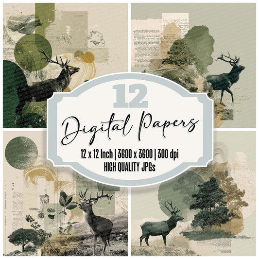 Deer Travel Journal Digital Paper Pack (DDD001430)