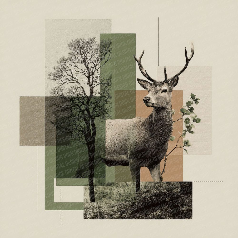Deer Woodland Moodboard Digital Paper Pack (DDD001431)