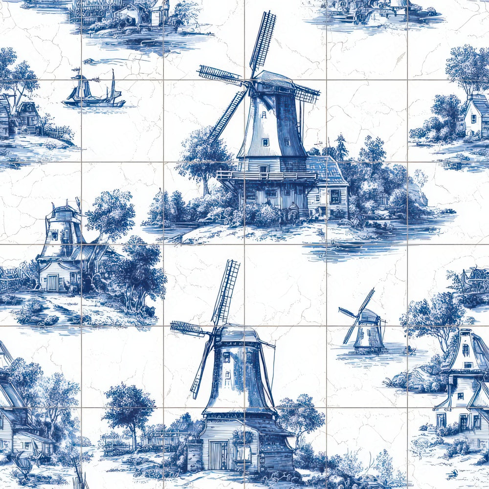 Delft Windmill Tiles Digital Paper Pack (DDD008396)