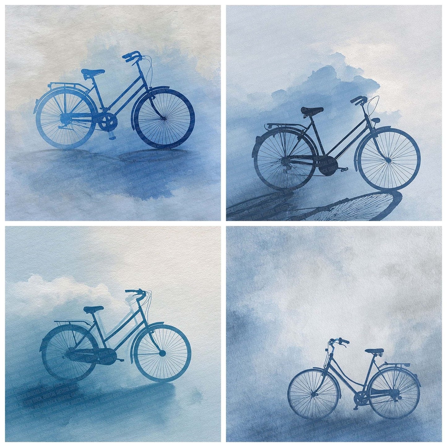 Denim Bicycle LineArt Wash Digital Paper Pack (DDD001435)
