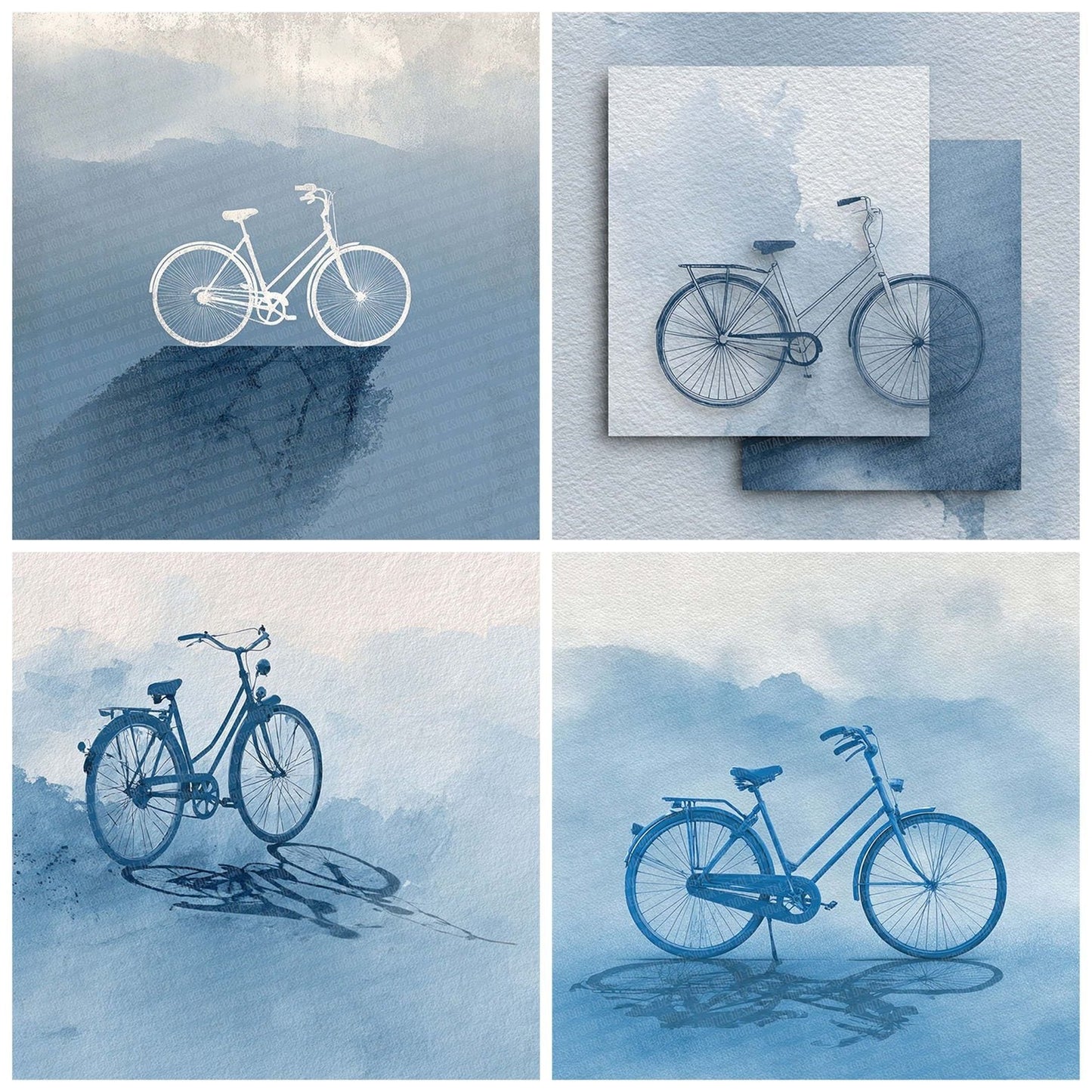 Denim Bicycle LineArt Wash Digital Paper Pack (DDD001435)