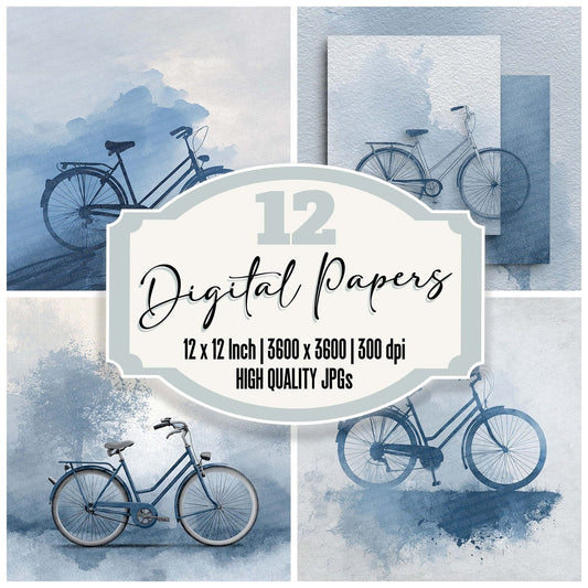 Denim Bicycle LineArt Wash Digital Paper Pack (DDD001435)