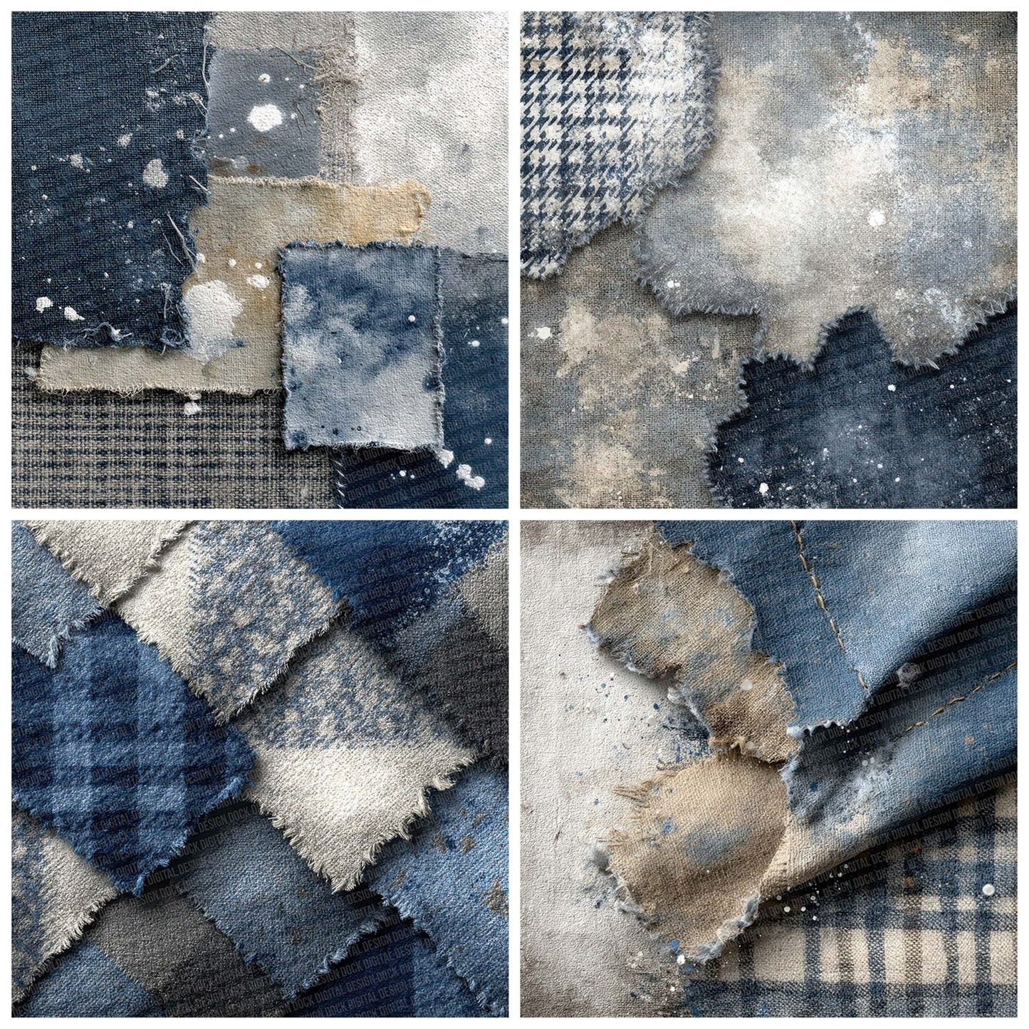 Denim Houndstooth Layers Digital Paper Pack (DDD001437)