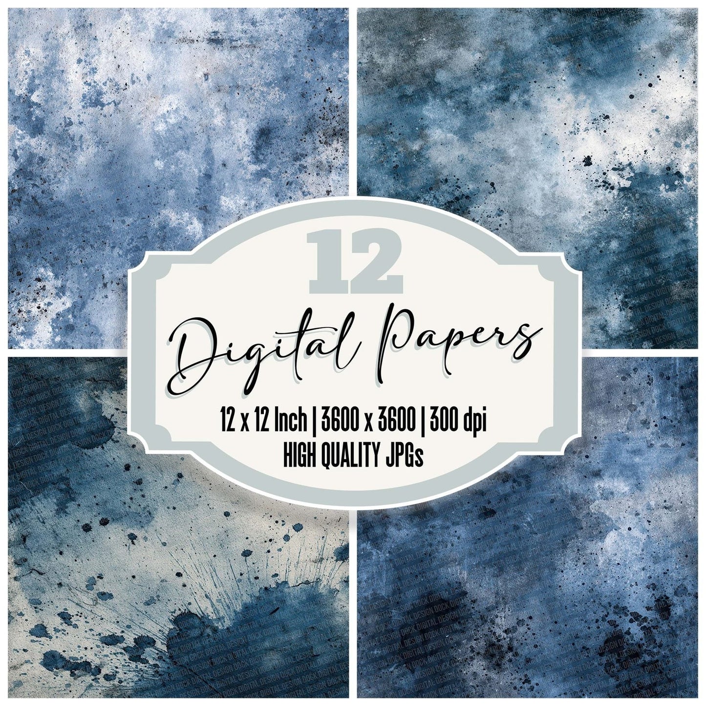 Denim Ink Splash Digital Paper Pack (DDD001438)