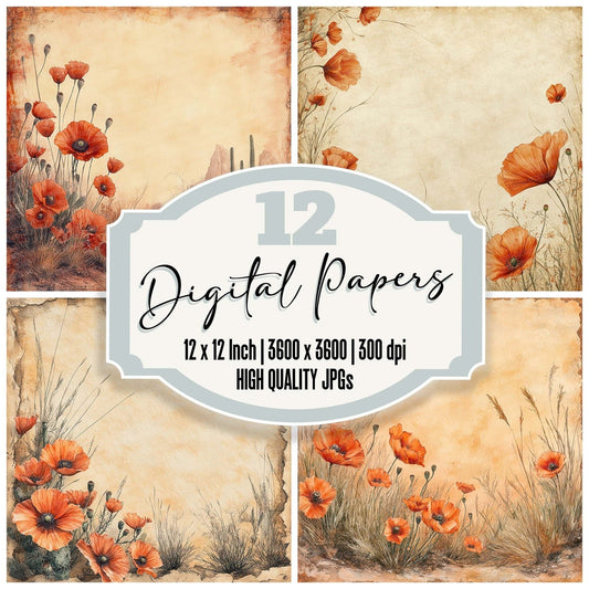 Desert Bloom Lined Digital Paper Pack (DDD001444)