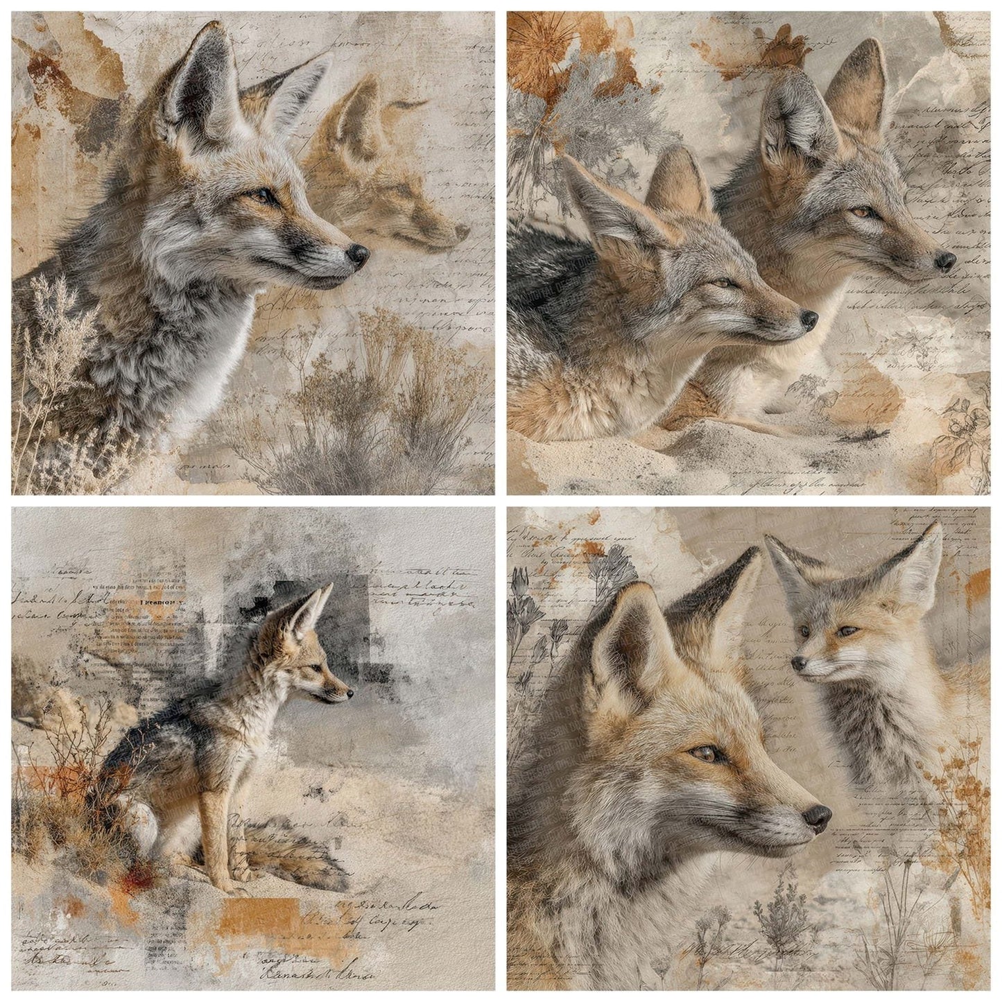 Desert Fox Collage Digital Paper Pack (DDD001451)