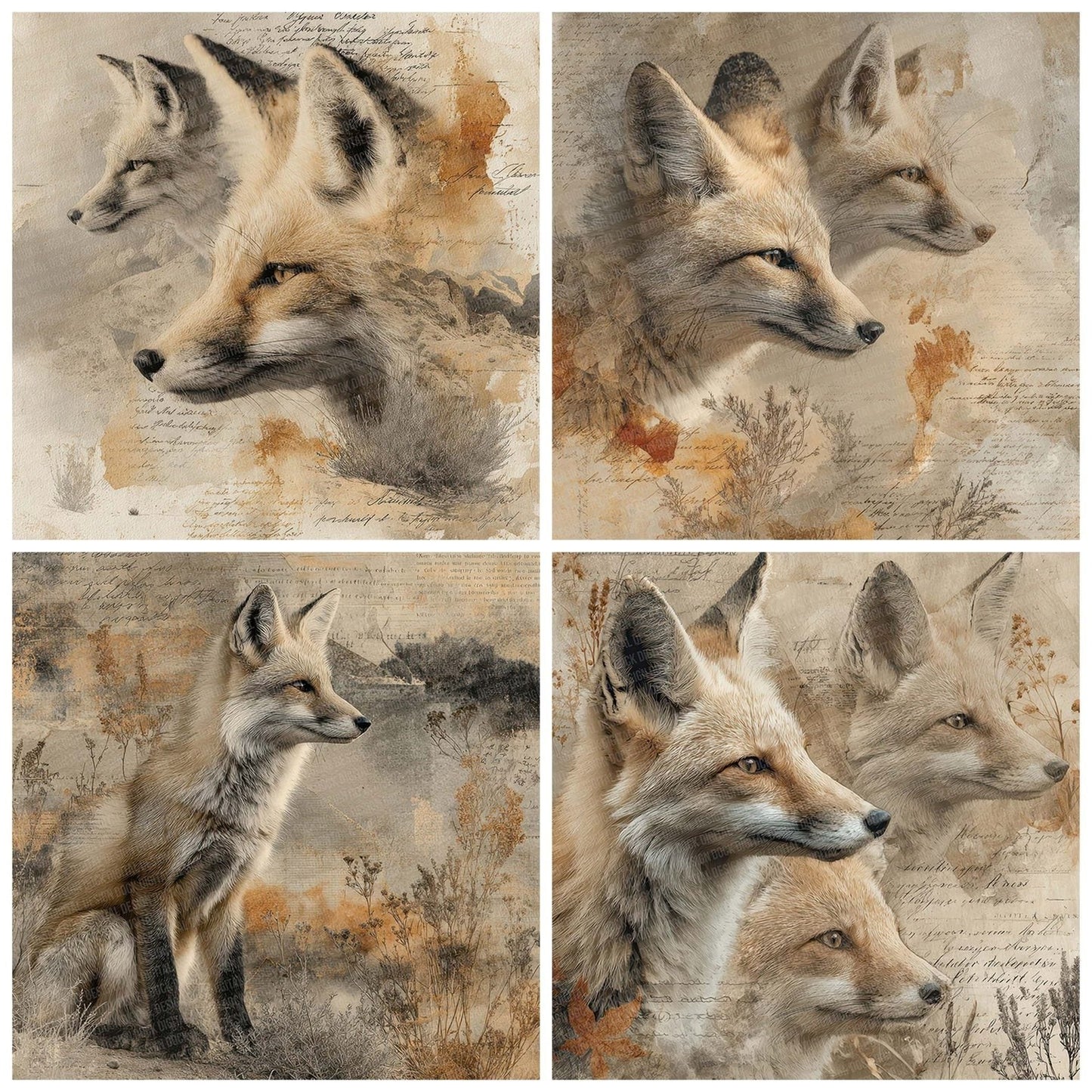 Desert Fox Collage Digital Paper Pack (DDD001451)